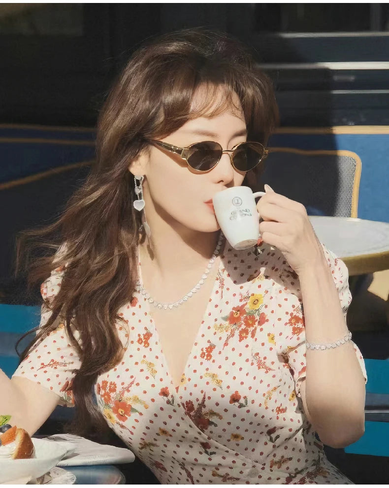 New Sunglasses For Women And Men Sun Glasses Alloy Oval Eyewear