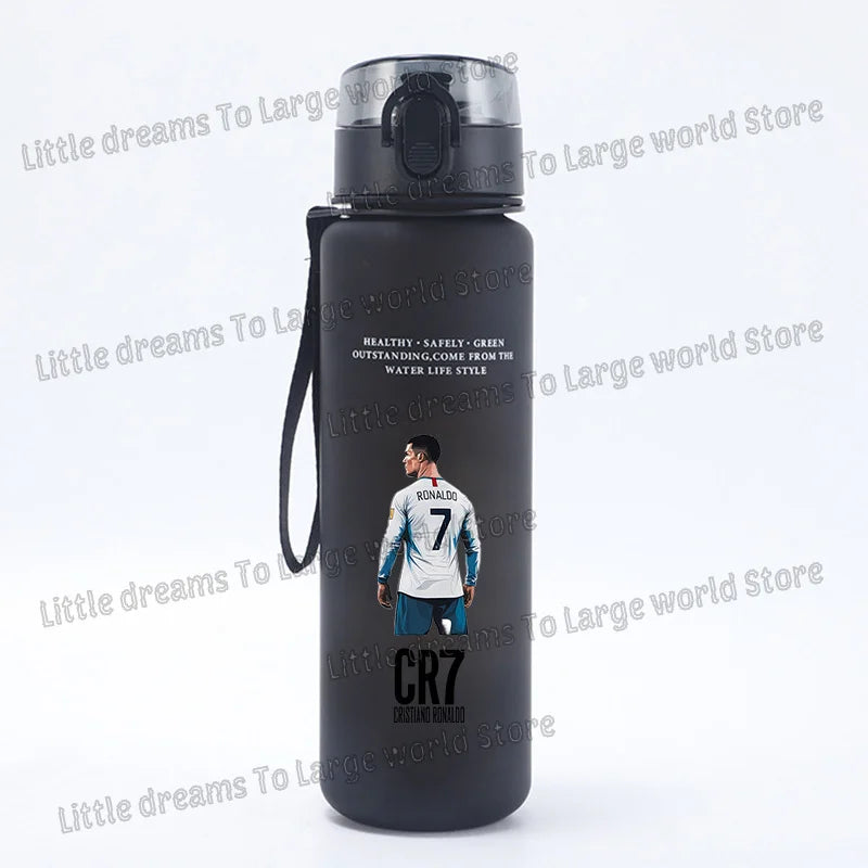 Football Cristiano Ronaldo Water Cup Portable 650ml Large Capacity Sports Plastic Drinking Bottle with Handle for Children Adult