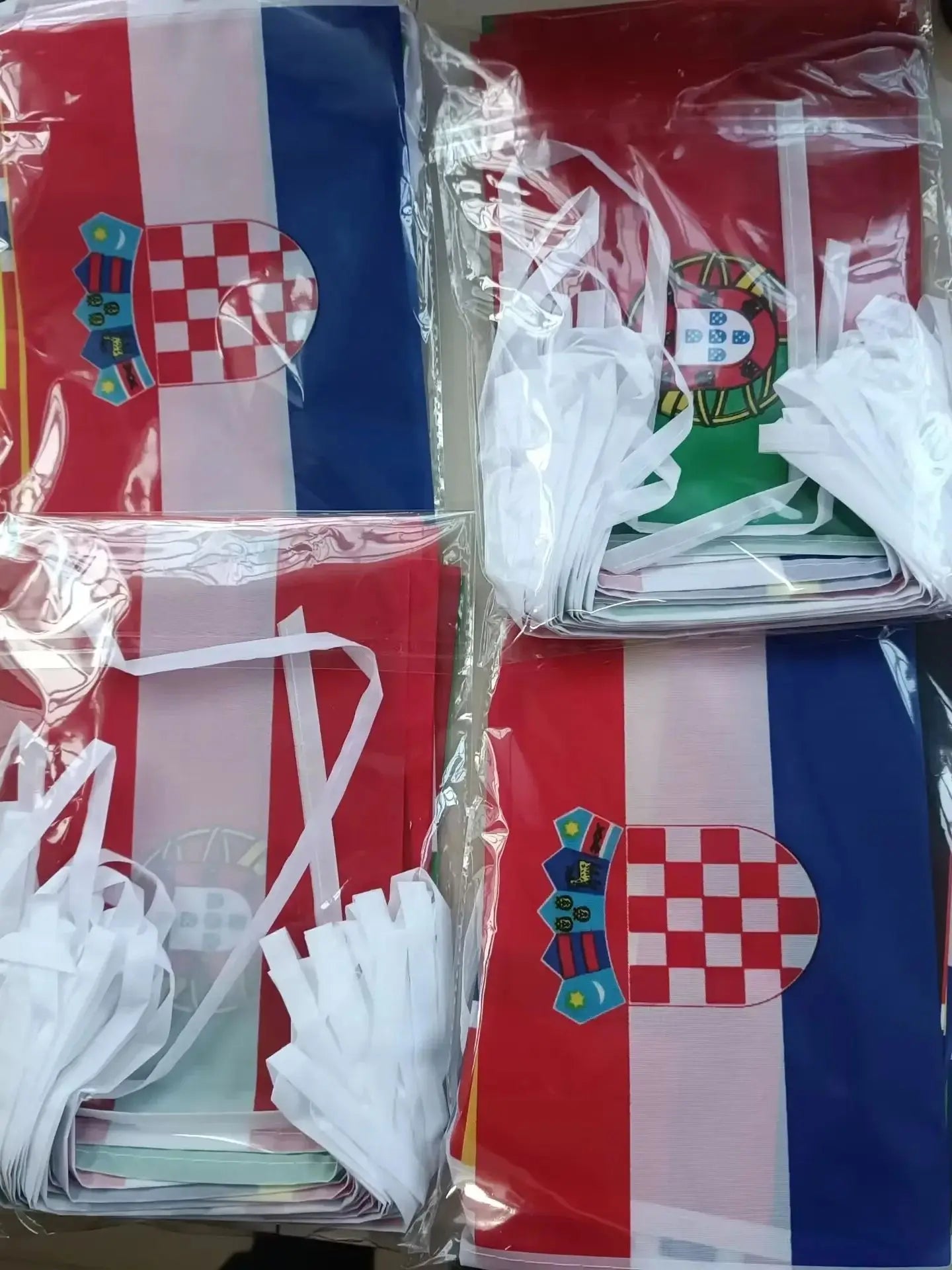 2026 Football World Flag 14x21cm 20x28cm 48pcs Small hand Flag string Flag Hanging Bar Store Supermarket Football cup Event