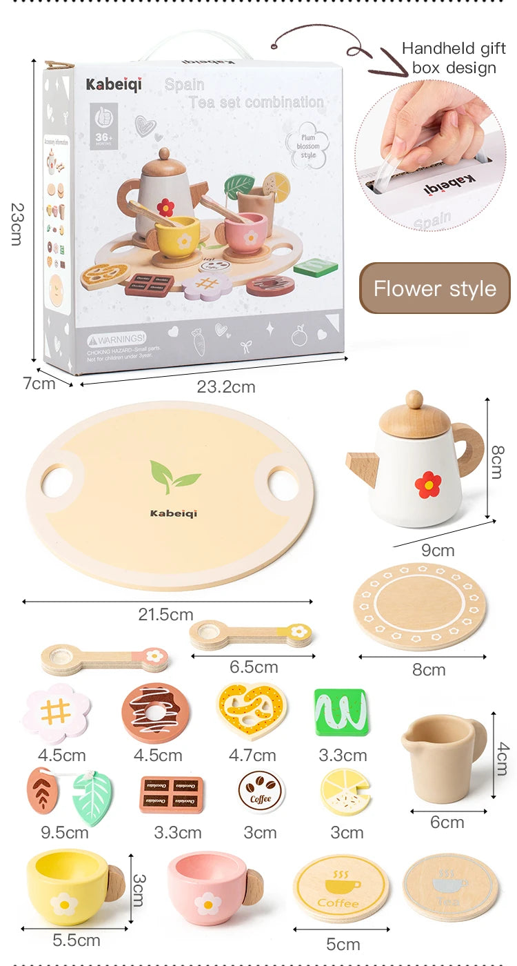 Children's simulation wooden toys, tea set sets, pretend games, baby educational toys, birthday and holiday gifts