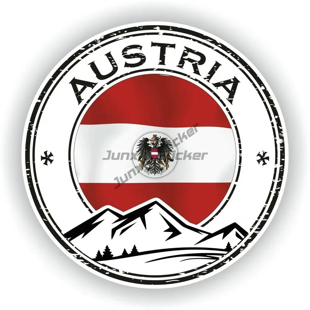Austria Flag Map Emblem Creative PVC Stickers for Car Truck Bicycle Helmet Motorcycle Window Fridge Wall Decoration Accessories