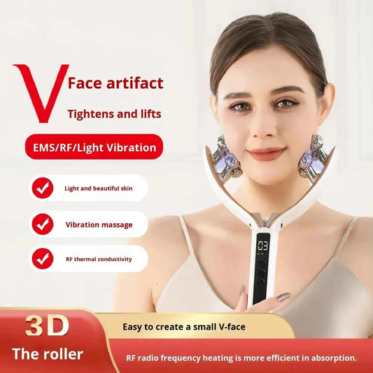 Anti-aging Ems microcurrent roller facial shaping device - V-ray radiofrequency beauty firmening and lifting facial massage