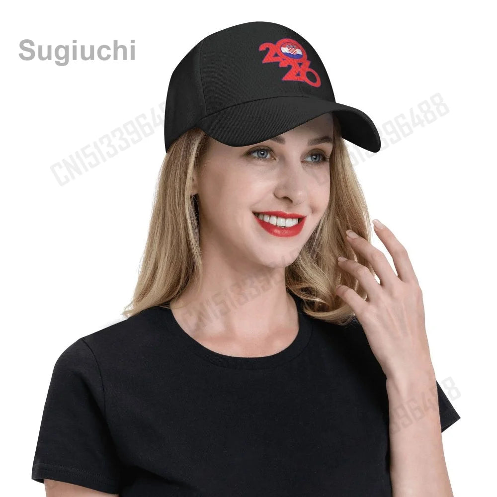 Croatia Flag With 2026 Baseball Cap Sun Breathable Adjustable Men Women Outdoor Soccer Hat For Fans Gift