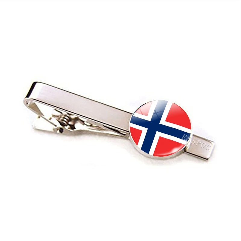 Europe Countries National Flag Tie Clips Men Fashion Metal Tie Bar Clip Spain UK France Italy Poland Flag Pins
