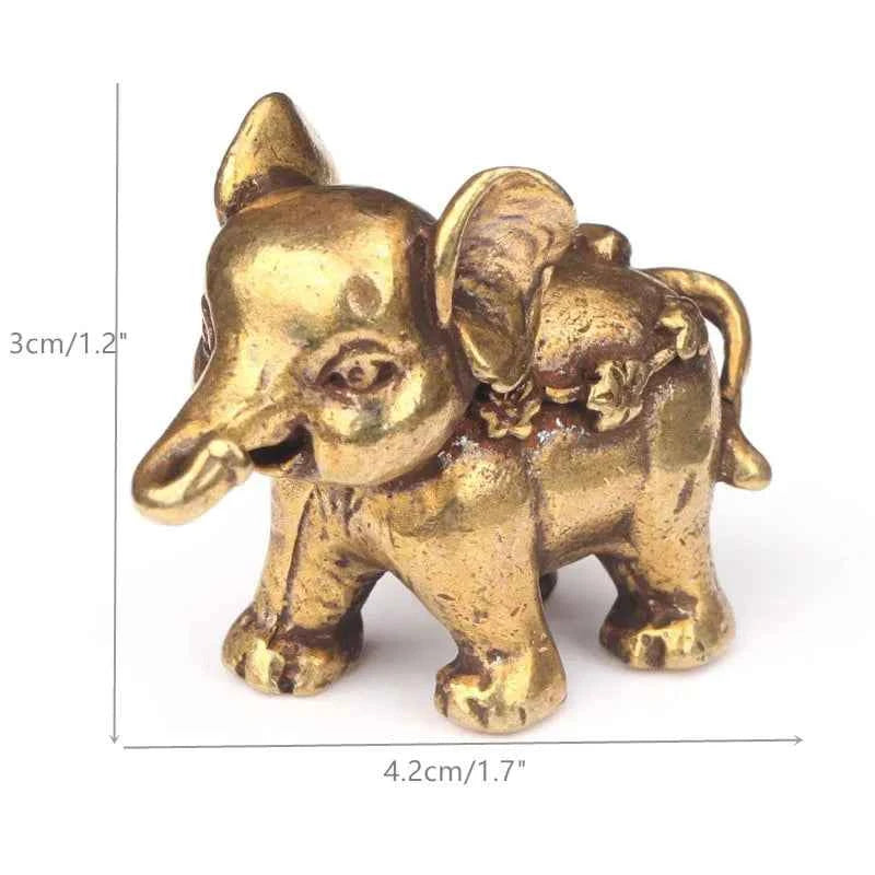 Antique Bronze Minature Elephant Figurines Tea Pet Table Ornament Decorations Solid Copper Animal Crafts Home Decor Living Room