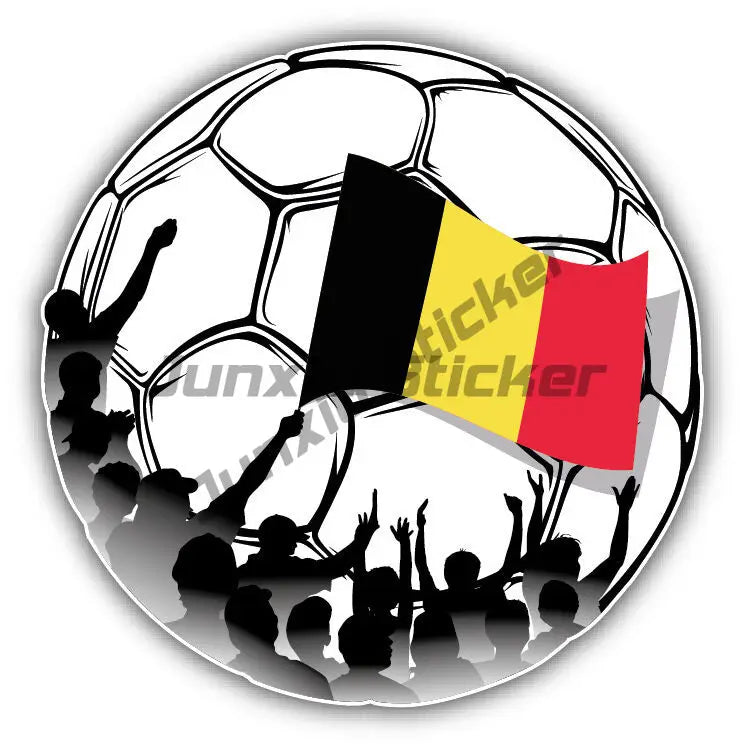 Belgium Flag Soccer Football Fans Ball Sticker Flemish Flanders Belgium Flag Crest Symbol Vinyl Decal Decoration for Suv Auto