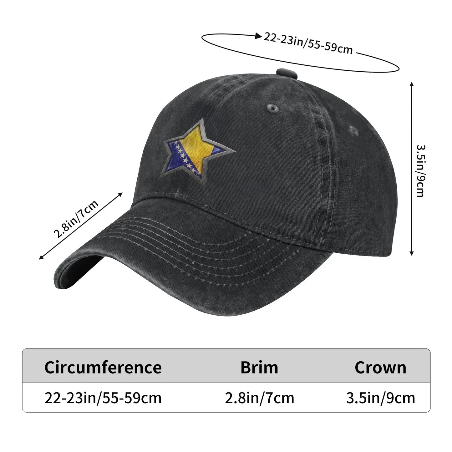 Bosnia and Herzegovina Flag Star Men Women Baseball Cap  Distressed Denim Washed Hats Cap Retro Outdoor Summer  Gift Headwear