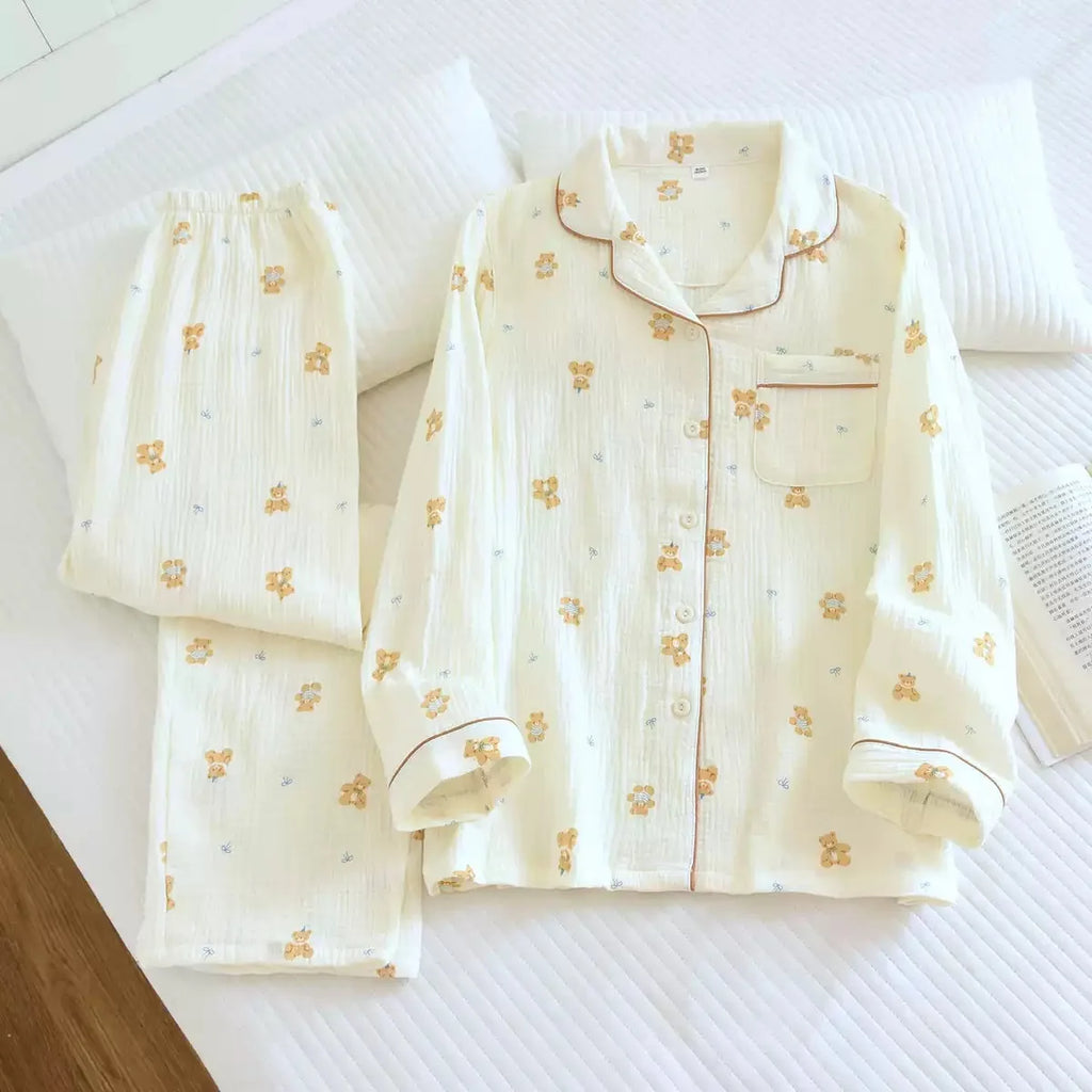 2025 Winter Women's Pajamas100% Cotton Plus Size Pajamas Flower  Printing Household Women's Pajamas Loungewear Autumn Sleepwear