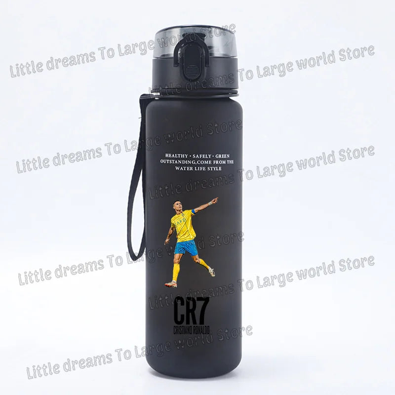 Football Cristiano Ronaldo Water Cup Portable 650ml Large Capacity Sports Plastic Drinking Bottle with Handle for Children Adult