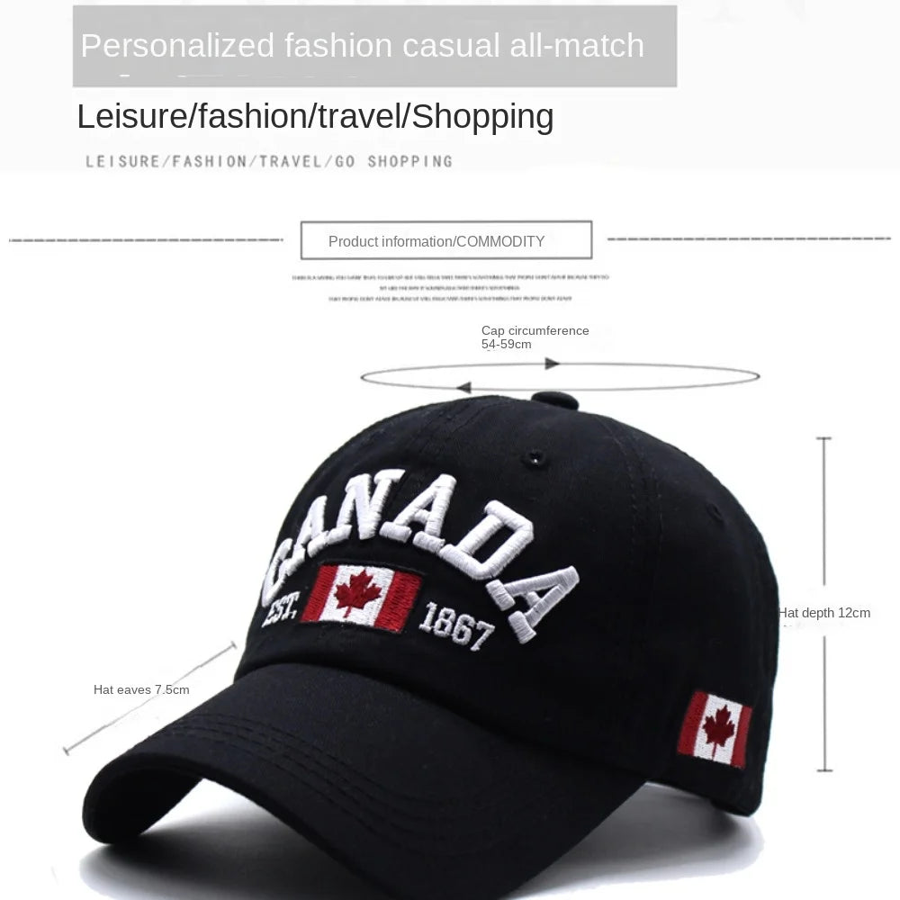 Fashion I Love Canada Baseball Cap Flag Printed Embroidery Hip Hop Caps Cotton Casual Hats