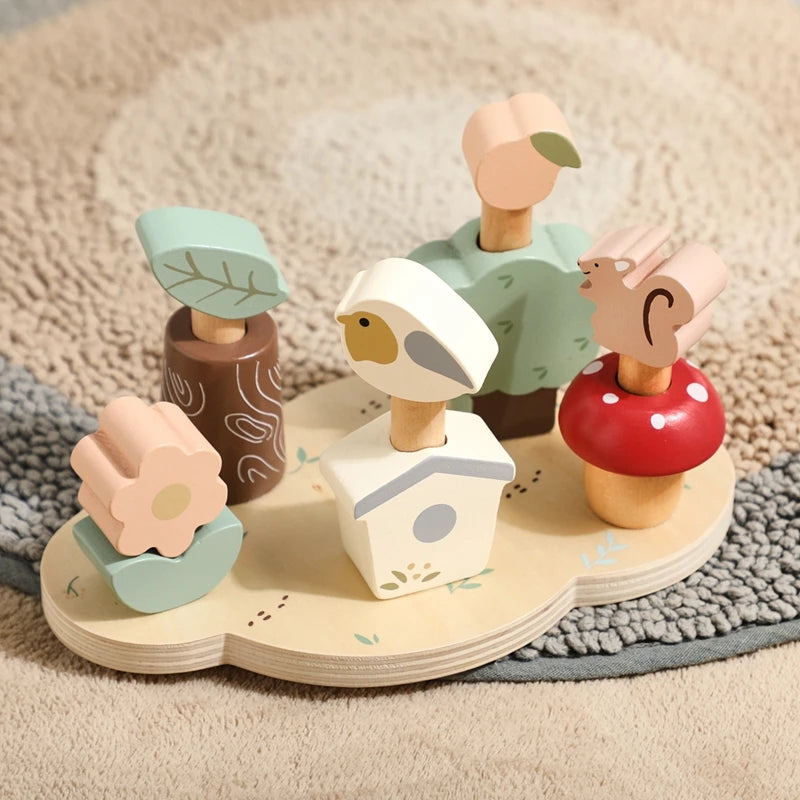 Kids Montessori Toys Color Wooden Bouncing Toys Baby Color Recognition Hand And Foot Coordination Toys Toddlers Block Game Gifts