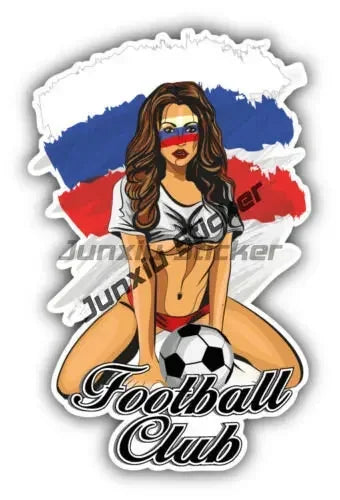 Flag Soccer Club Fan Girl Sticker Cartoon Funny Flag Soccer College Sport Decal Stickers for Cars Helmet Motorcycle Stickers