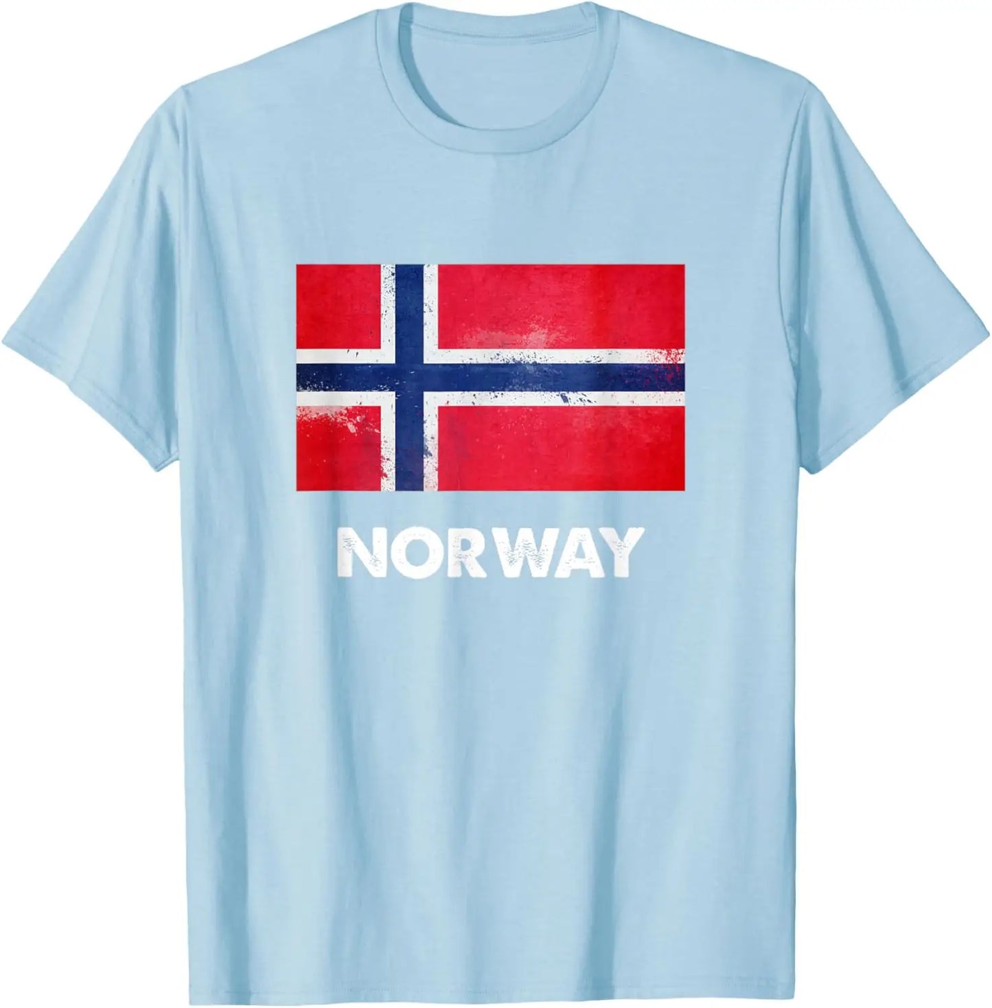 Norway Flag Graphic Short Sleeve T Shirt Patriotic Cotton Crew Neck Tee for Trip