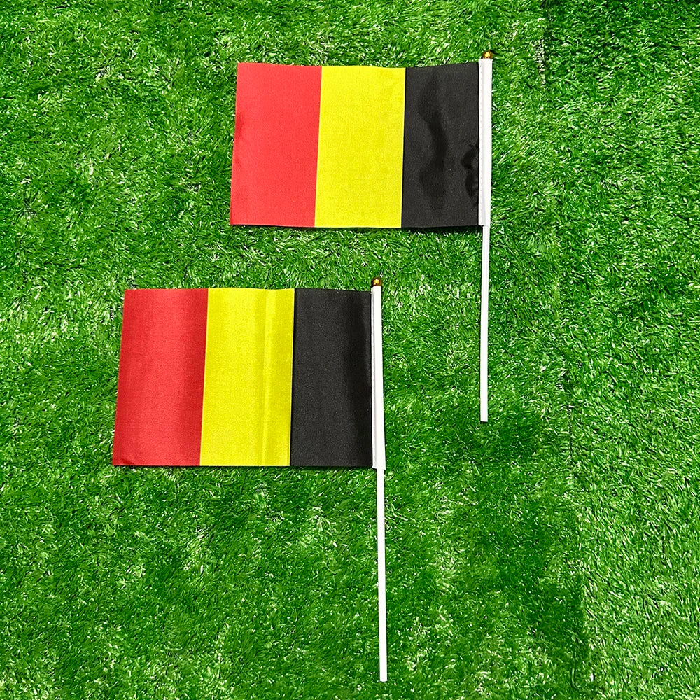 SKY FLAG Belgium hand flag 10/20/50/100pcs 14 * 21cm Promotion Small belgium Waving National banner For Sports Activity