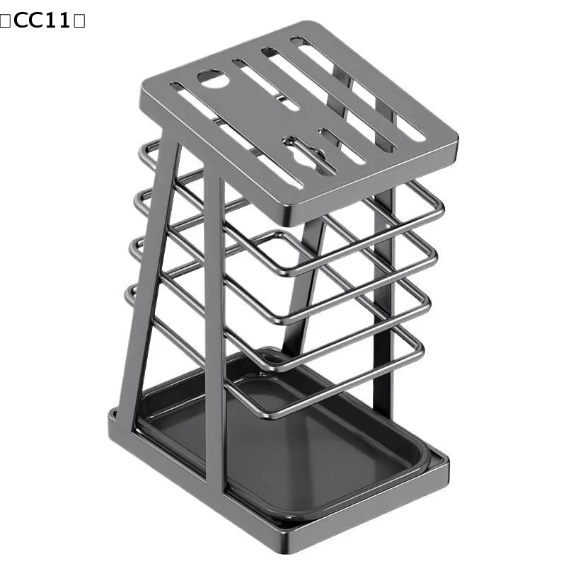 Kitchen Utensils Storage Holder Square Space Saving Cutting Tool Storage Rack Countertop Drainage Plating Multifunctional〔CC11〕