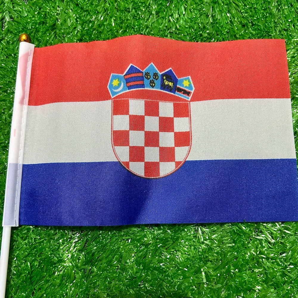 SKY FLAG Croatia hand Flag 10/20/50/100pcs 21*14cm Croatia Hand Waving Flags With plastic pole For Sports Activity Home Decor