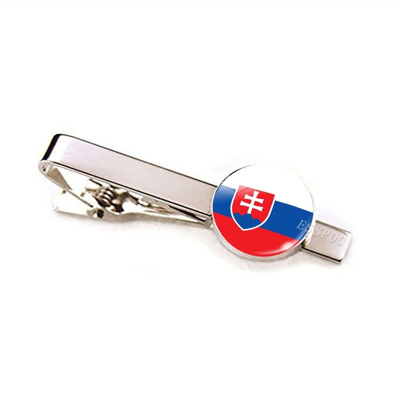 Europe Countries National Flag Tie Clips Men Fashion Metal Tie Bar Clip Spain UK France Italy Poland Flag Pins