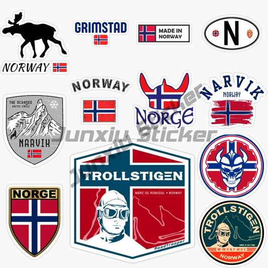 NORWAY National Flag and Emblem Car Stickers Car Laptop Trolley Case Helmet Decor Car Vinyl Bumper Waterproof Decal