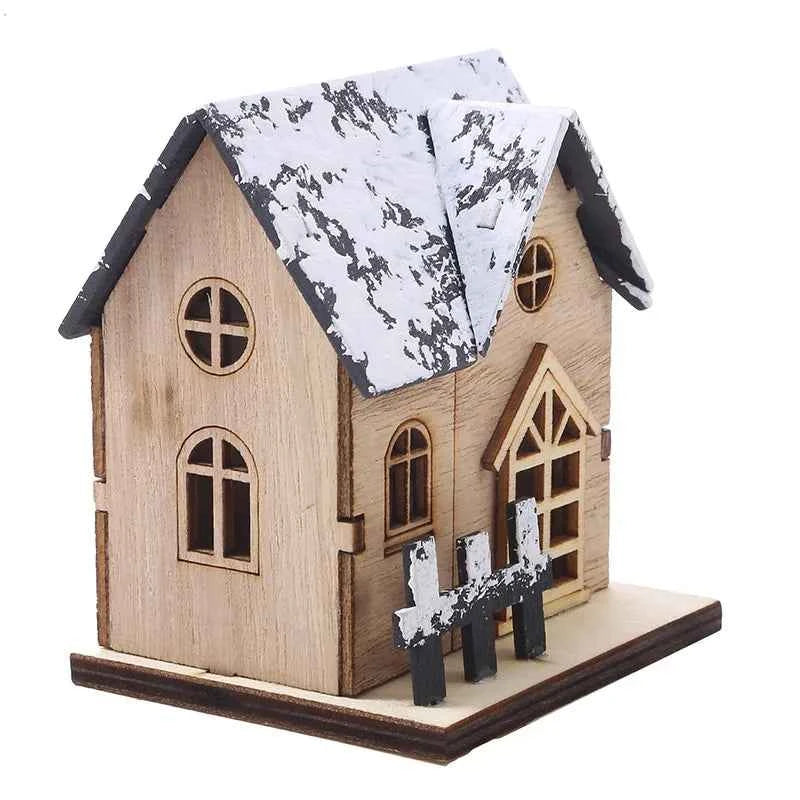 1pc Luminous Wooden House Ornaments, Christmas Decorations, Luminated LED Wooden Christmas Houses Christmas Tabletop Decorations