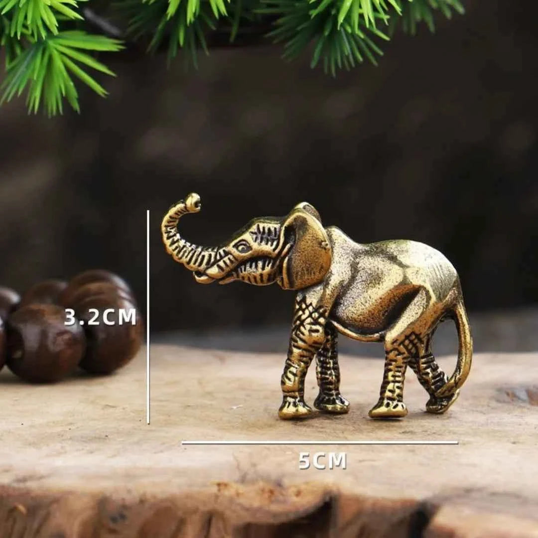 Antique Bronze Minature Elephant Figurines Tea Pet Table Ornament Decorations Solid Copper Animal Crafts Home Decor Living Room