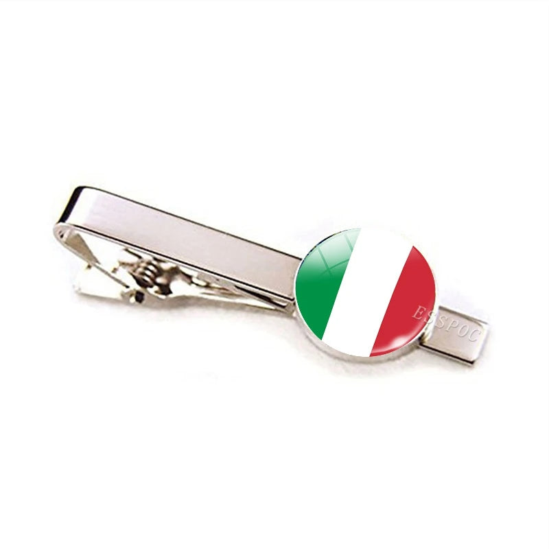 Europe Countries National Flag Tie Clips Men Fashion Metal Tie Bar Clip Spain UK France Italy Poland Flag Pins