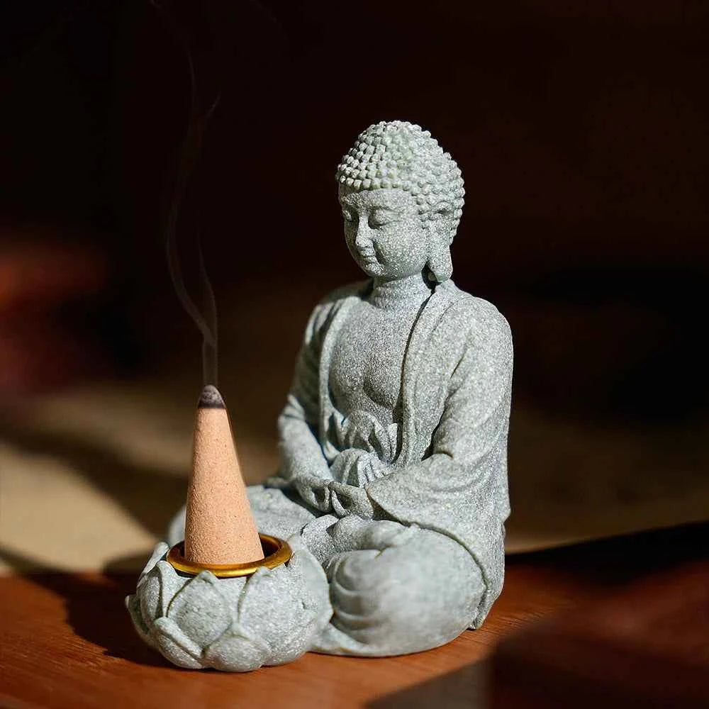 Household aromatherapy decorations new Chinese new ornaments living room Zen tea desktop crafts small sitting Buddha sculpture