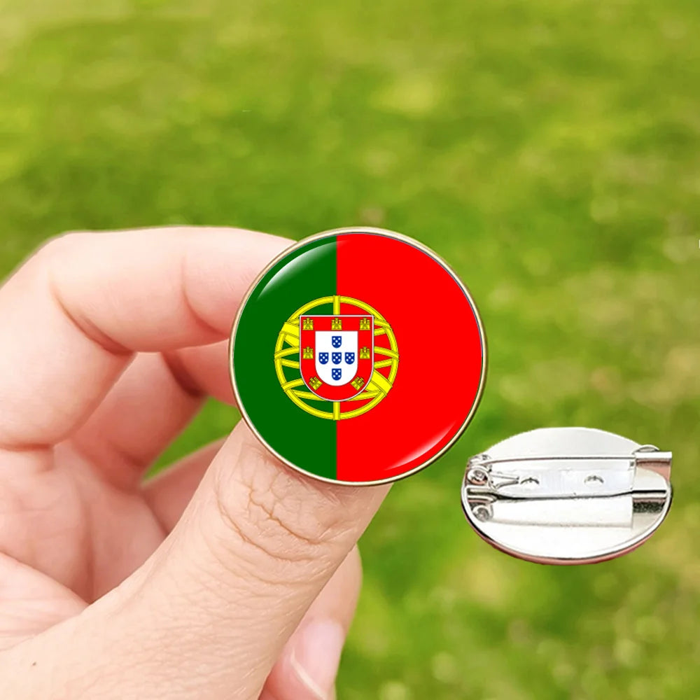24 Football Flag Badge Pins Scotland Hungary Italy Croatia Spain Denmark England Serbia Romania Belgium Portugal Georgia Brooch