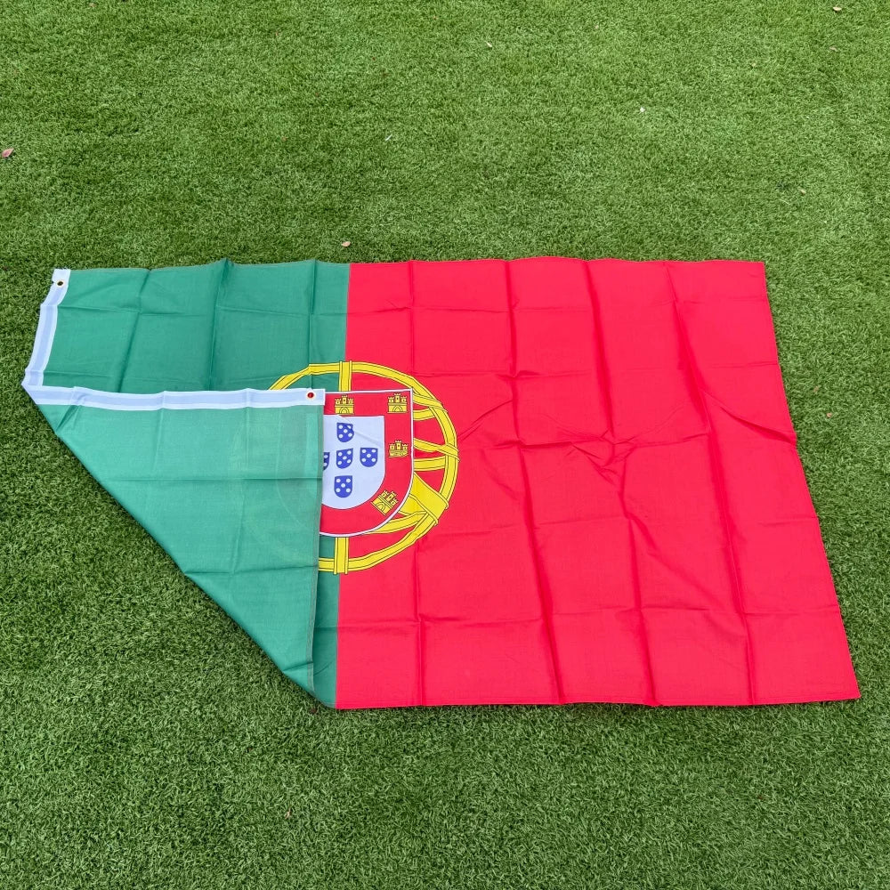 Portugal Flag 150x90cm 3x5 FT with Coat of Arms Polyester Double Stitched Outdoor Indoor Decoration
