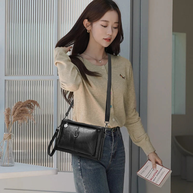 Fashion Women's Small Purse PU Leather Luxury Multi Layered Messenger Handbag