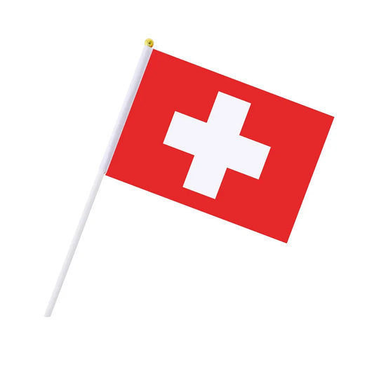 10 Pcs/lot Switzerland Hand Waving Flags 14x21cm Switzerland Flag Wholesale