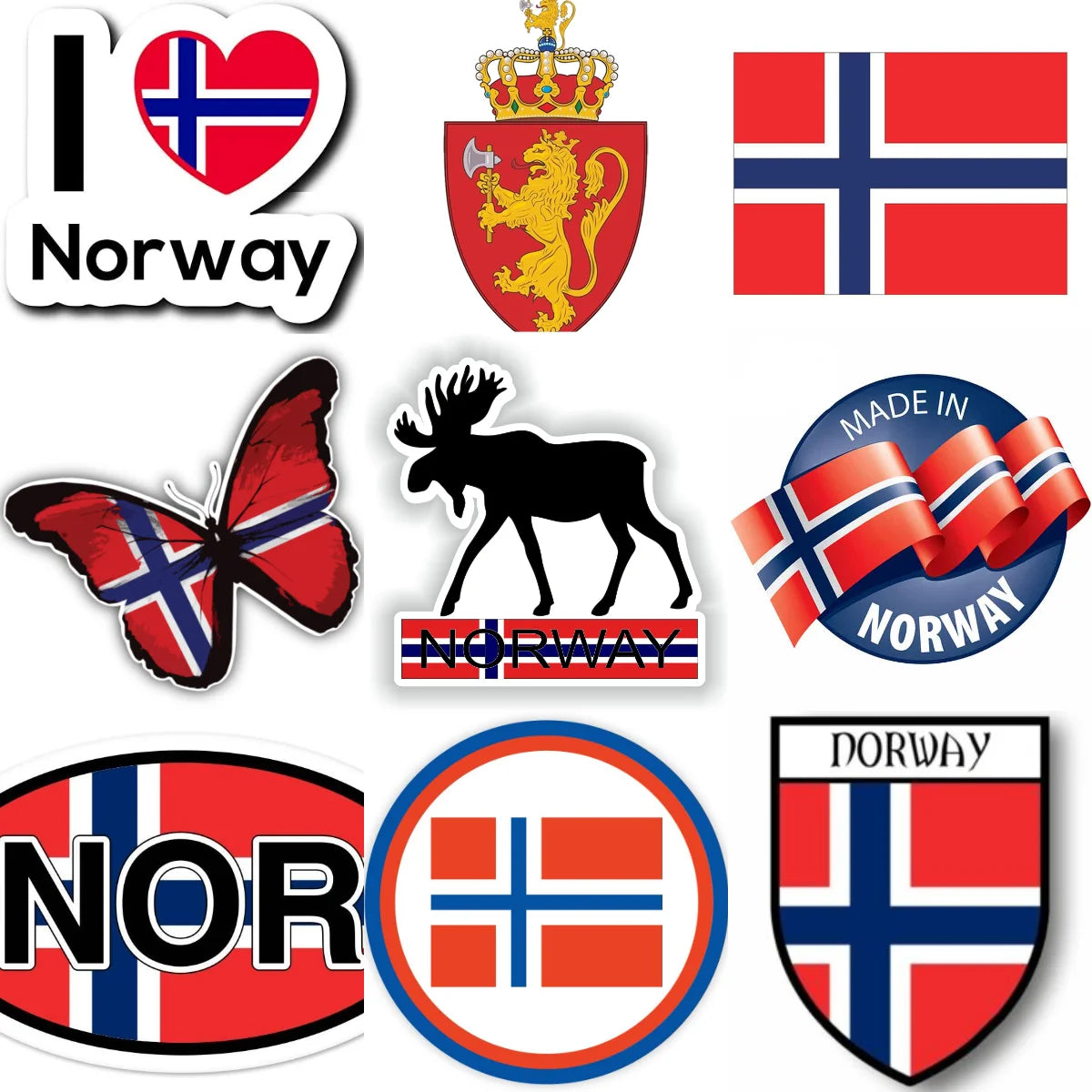 NOR Norway Flag Map Emblem Creative PVC Car Stickers for Car Van Motorcycle Helmet Window Wall Decoration Accessorie