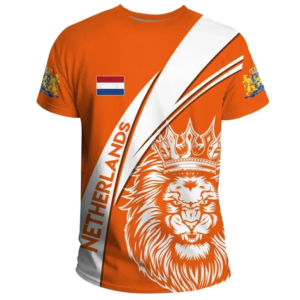 NETHERLANDS Flag 3D Print Sport Quick-dry Breathable Men Women T-Shirt Outdoor Football Uniform Team Training Fan Short-sleeve