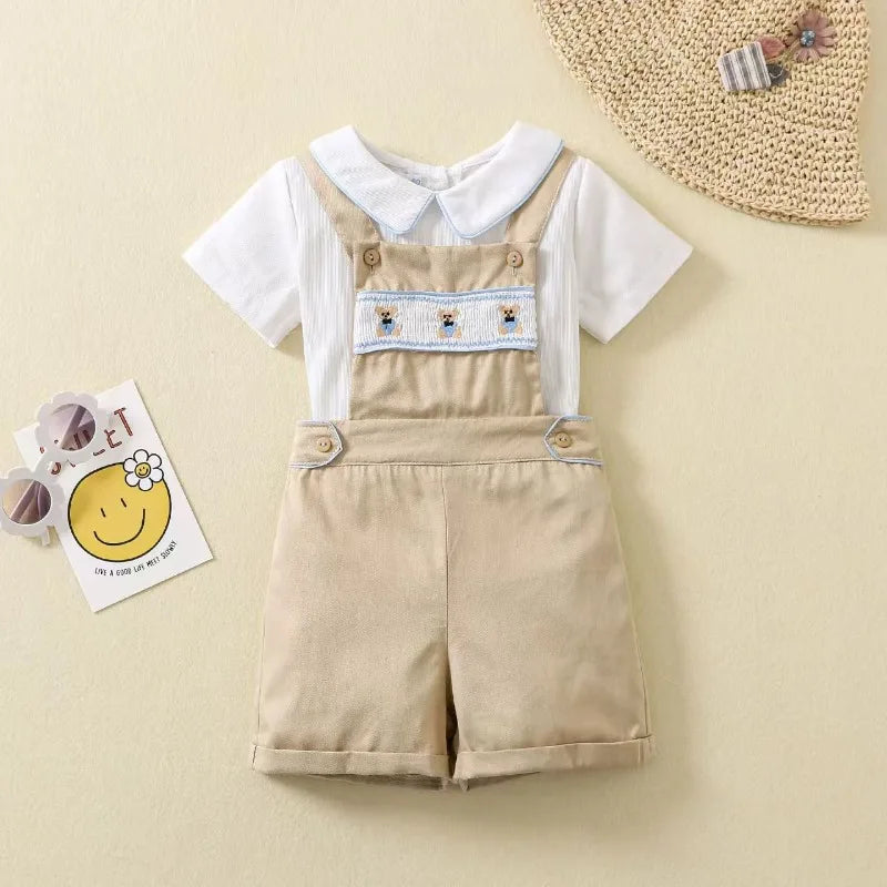 Summer New Spanish Baby Boys Clothes Short-Sleeved Suit Newborn Cotton Clothing Two-Piece for Boys Boutique Kids Clothing