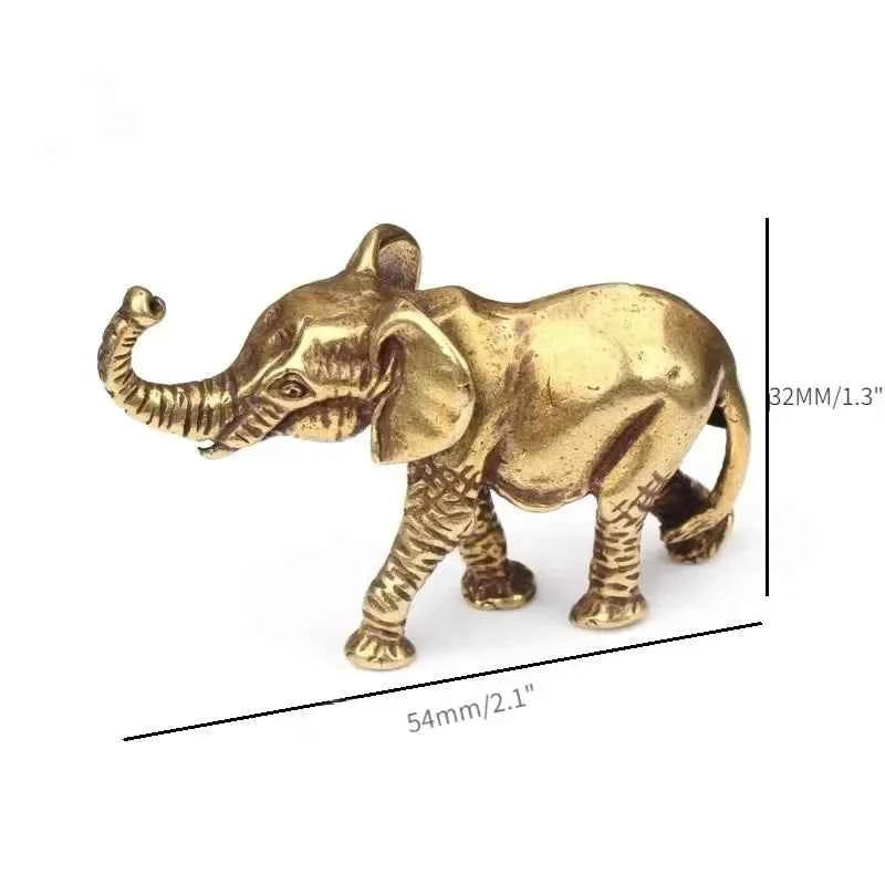 Antique Bronze Minature Elephant Figurines Tea Pet Table Ornament Decorations Solid Copper Animal Crafts Home Decor Living Room