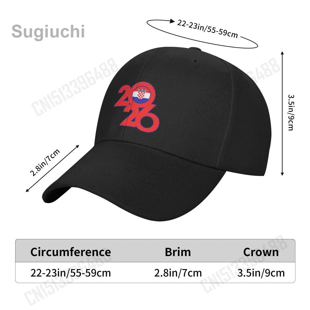 Croatia Flag With 2026 Baseball Cap Sun Breathable Adjustable Men Women Outdoor Soccer Hat For Fans Gift