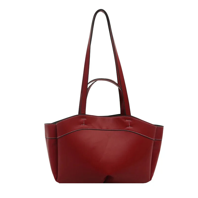 Women Tote Bag Underarm Bag Large Capacity PU Leather Shoulder Bags Vintage Solid Crossbody Bag Trendy Briefcase Bags with Purse