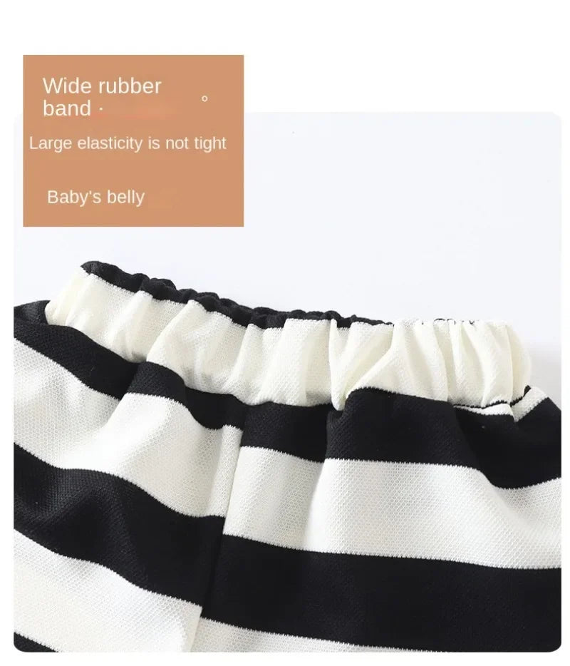 Summer Children Sets Boys Girls Short-sleeved Striped T-shirt +Shorts Set Babies Fashion Round Neck Tracksuits Kids Suits