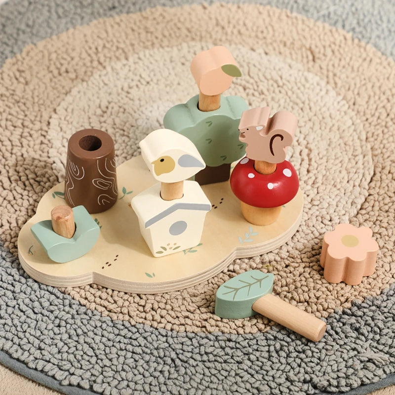 Kids Montessori Toys Color Wooden Bouncing Toys Baby Color Recognition Hand And Foot Coordination Toys Toddlers Block Game Gifts