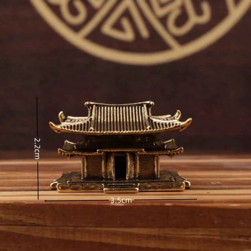 Brass Ancient Architecture Figurines Home Decor Chinese Ancient Buildings Pavilions Fairy Garden Miniatures Fish Tank Decoration