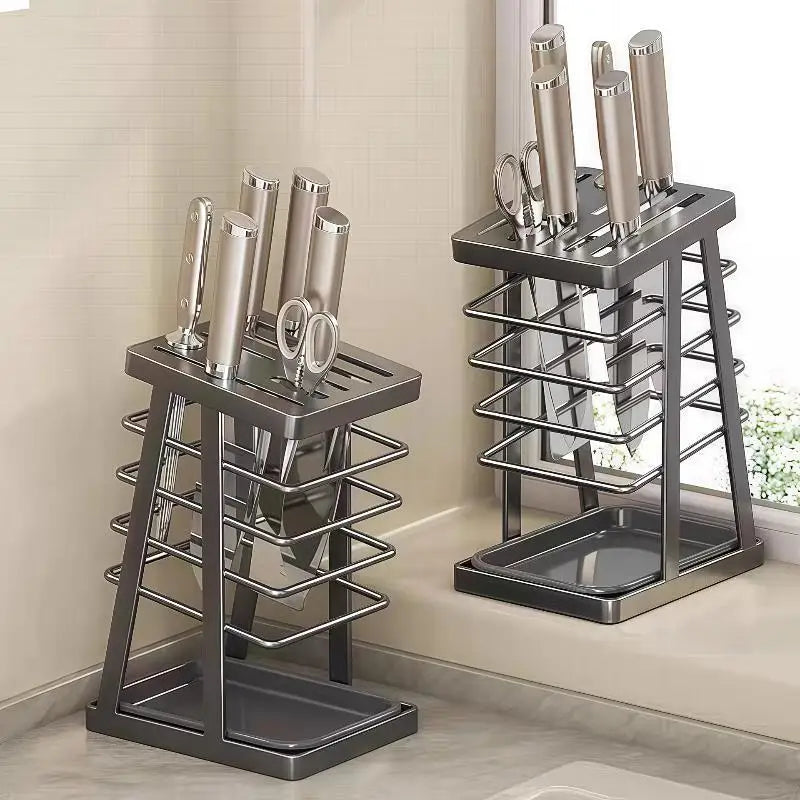 Kitchen Utensils Storage Holder Square Space Saving Cutting Tool Storage Rack Countertop Drainage Plating Multifunctional〔CC11〕