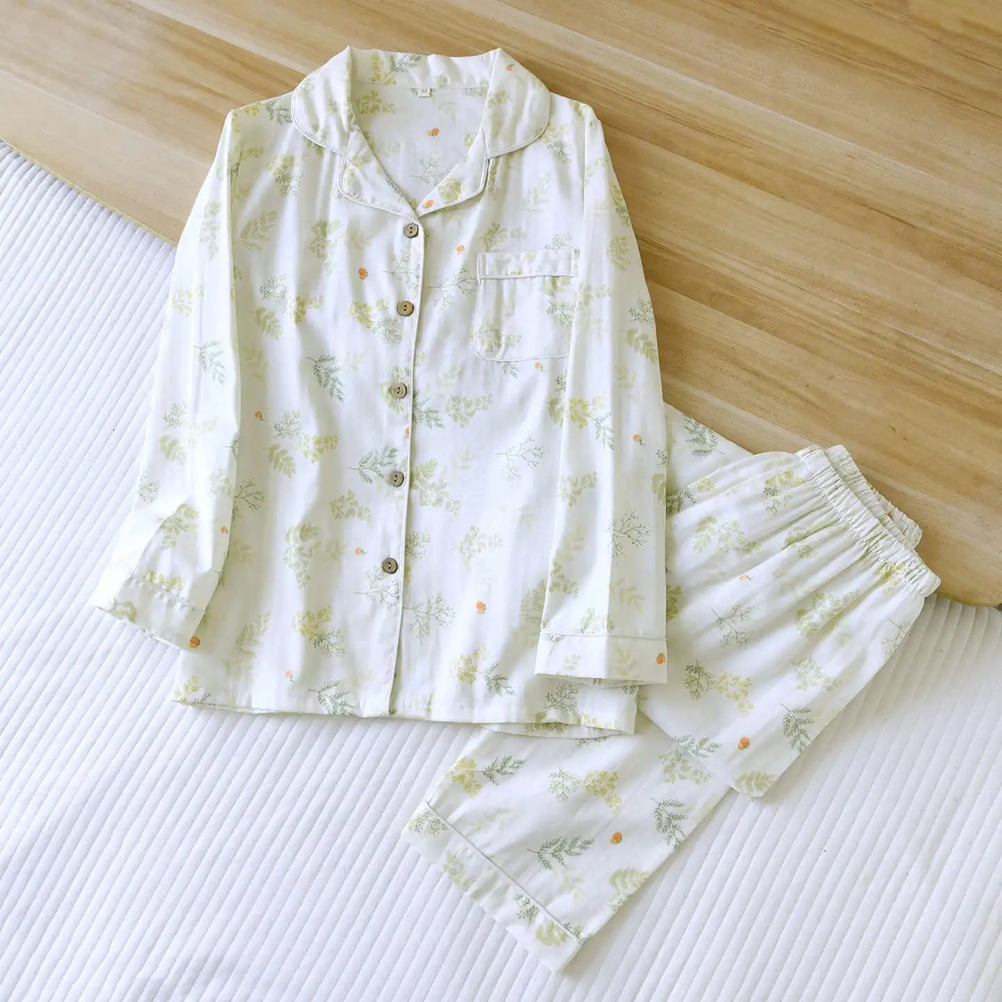 2026 kimono femme maple leaf pajama sets women 100% gauze cotton long sleeve casual sleepwear women pyjamas autumn hot sale