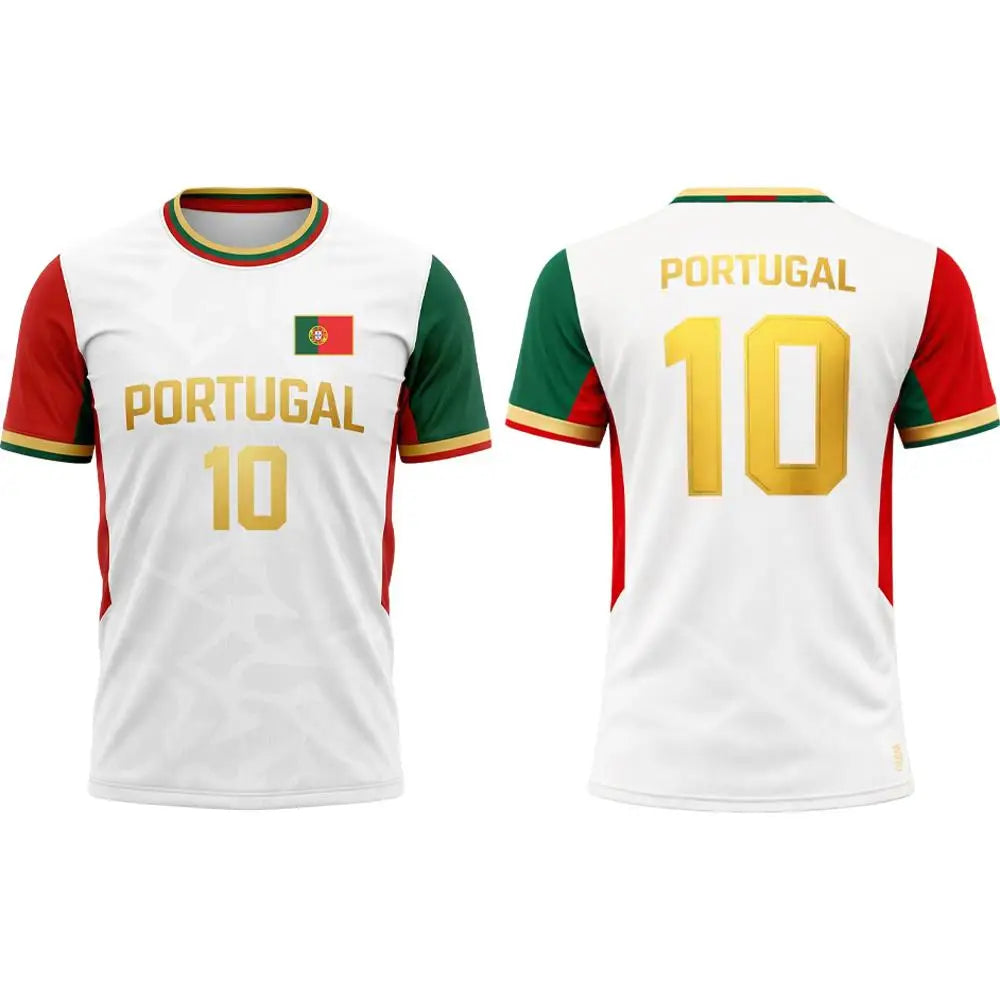 Portugal Flag Print T-shirt Summer Football Training Uniform Men's And Women's Outdoor Breathable Quick-Drying Jersey Gift Top