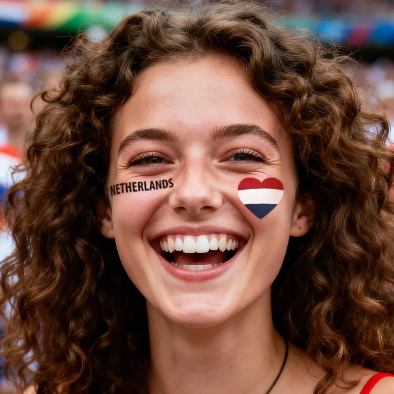 Netherlands Flag Temporary Tattoo Sticker, Long-lasting and Waterproof, Festival, Football, Soccer Fan Face Stickers, Arm, Face