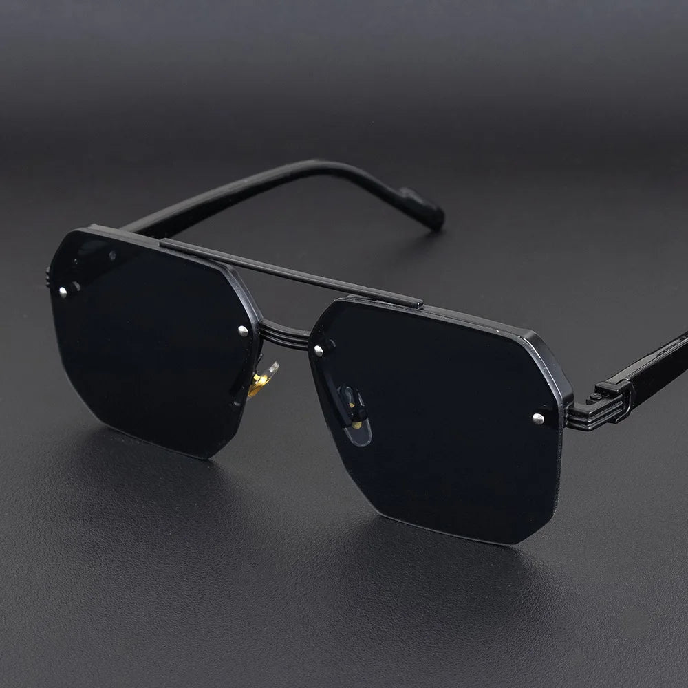 New Retro Double Bridges Square Eyewear Metal Men Sunglasses Fashion Gradient Shades UV400 Women Sun Glasses