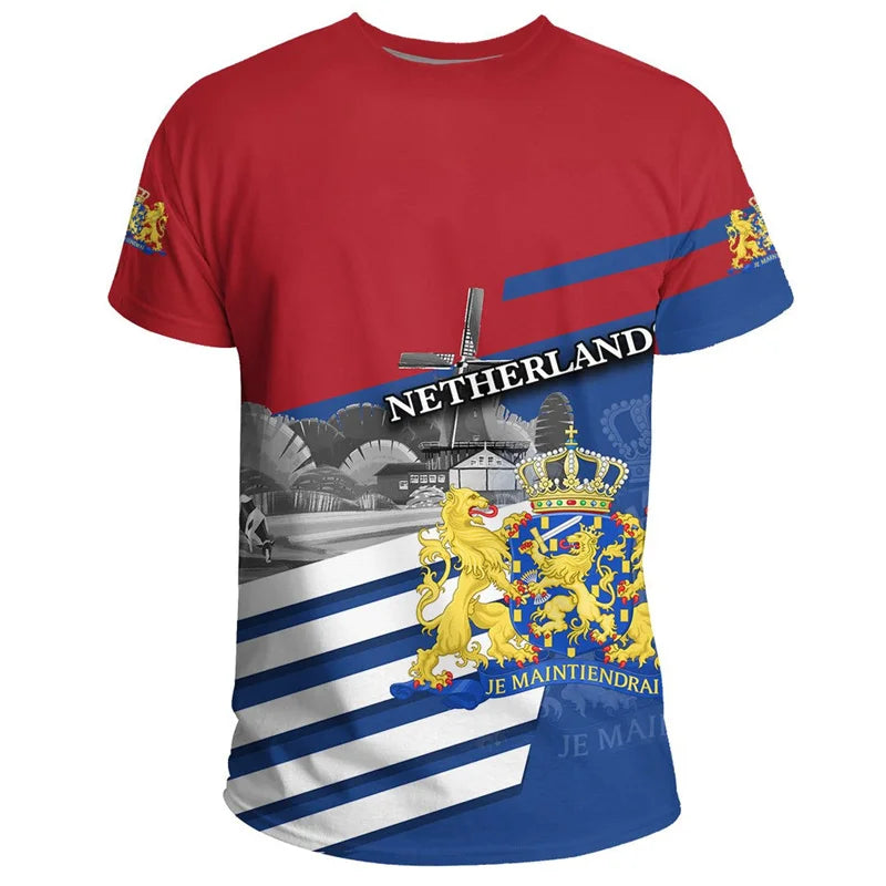 NETHERLANDS Flag 3D Print Sport Quick-dry Breathable Men Women T-Shirt Outdoor Football Uniform Team Training Fan Short-sleeve