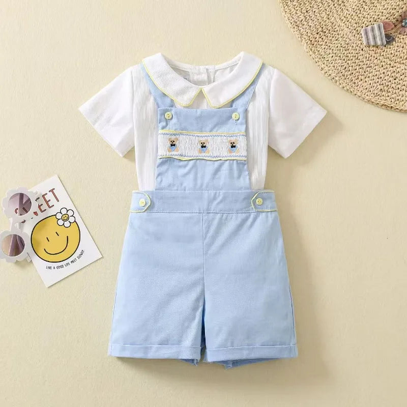 Summer New Spanish Baby Boys Clothes Short-Sleeved Suit Newborn Cotton Clothing Two-Piece for Boys Boutique Kids Clothing
