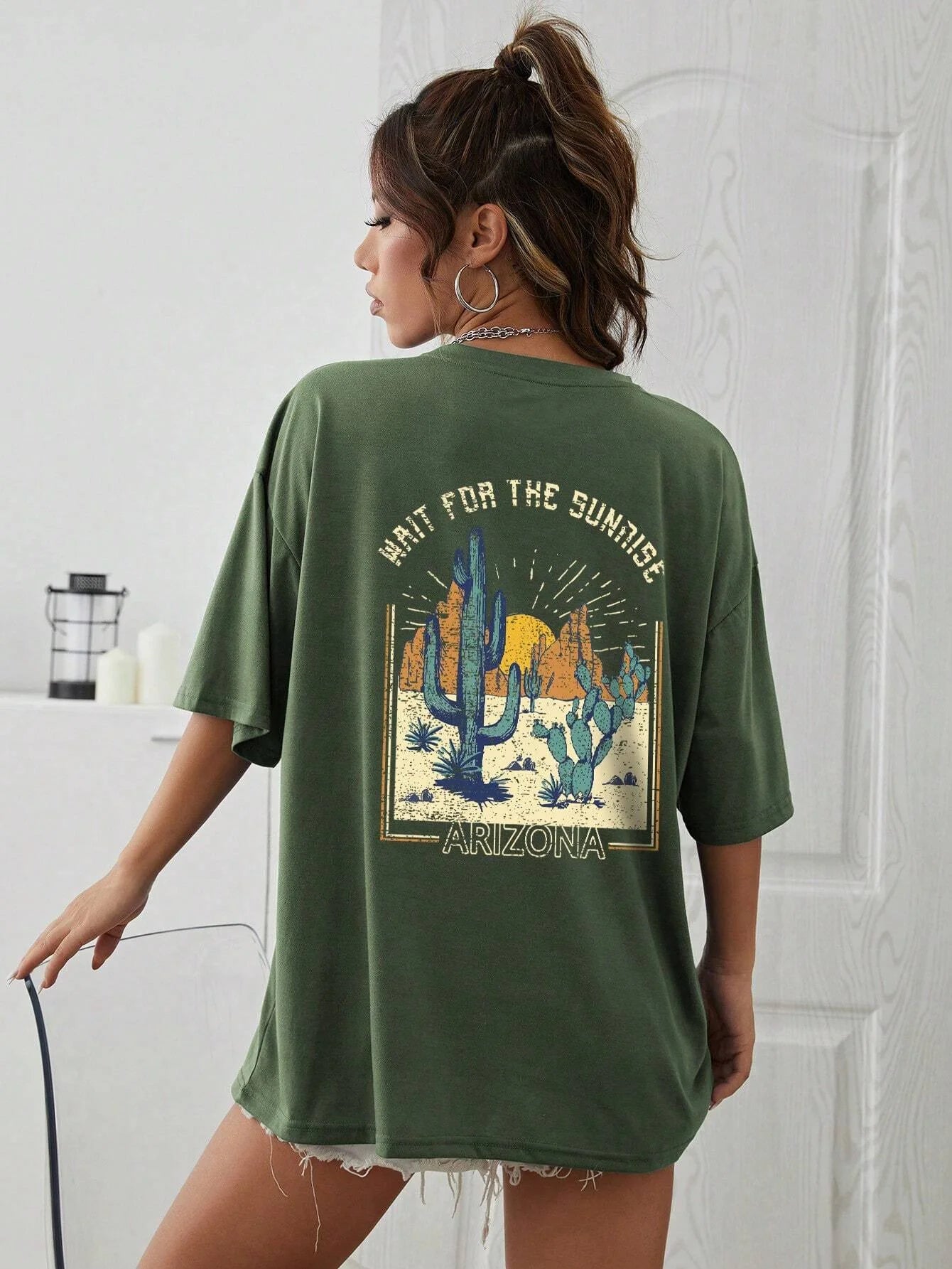 Wait For The Sunrise Print OVERSIZED T-SHIRT
