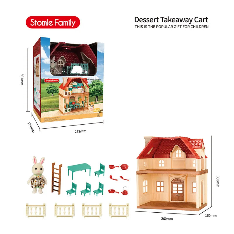 2025 New simulation furniture toys gift simulation room forest family small west house rabbit animal model home play toys