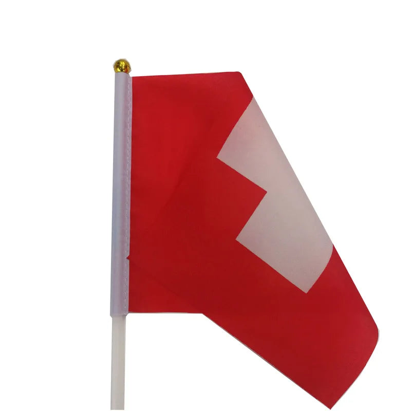 10 Pcs/lot Switzerland Hand Waving Flags 14x21cm Switzerland Flag Wholesale