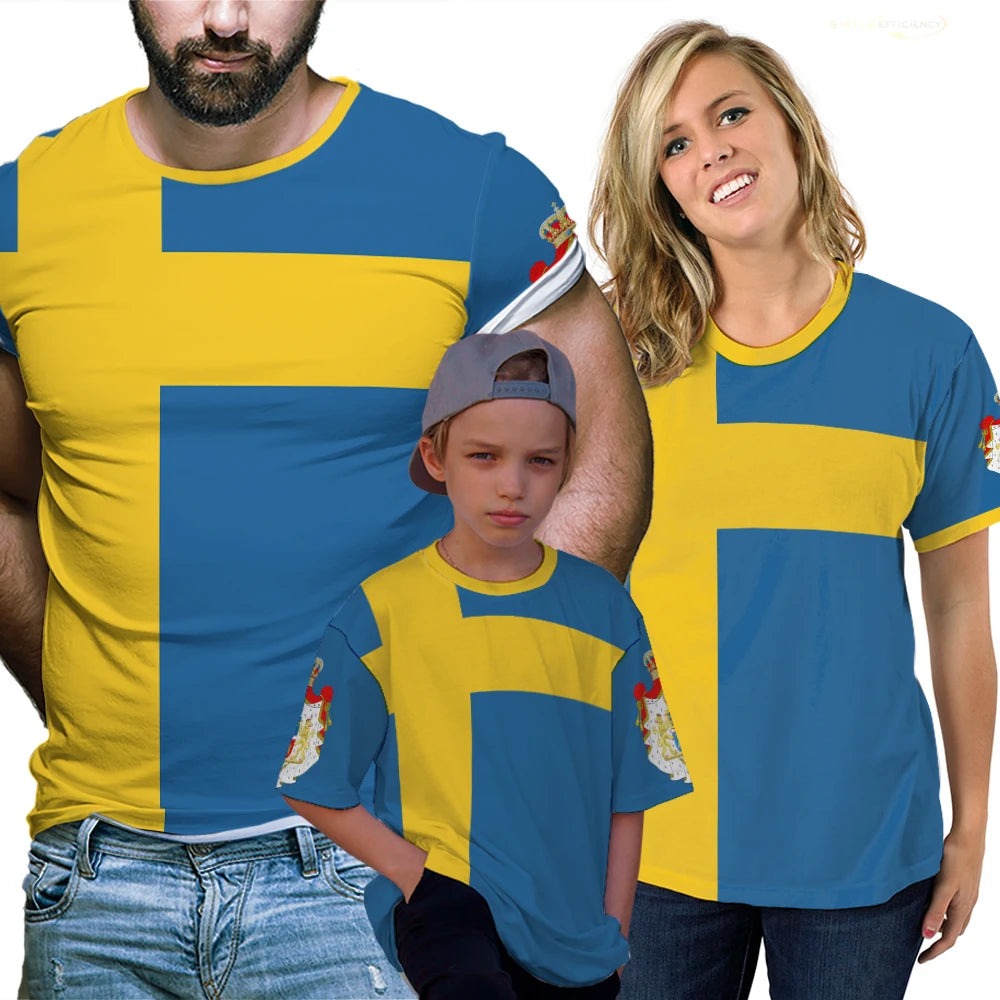 Swedish Flag Football Team T shirt Sweden Badge Sports Fans Gift Summer Tees 3D Print T-shirts for Men & Women Fashion Clothing
